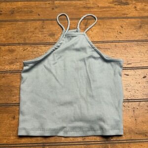 J Crew | Ribbed‎ Cropped Halter Tank Light Green XS